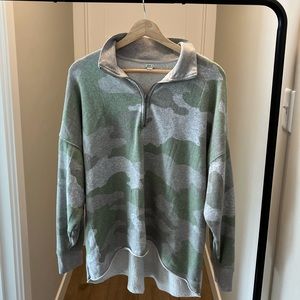 Aerie Pullover, Green Camo 3/4 Zip.